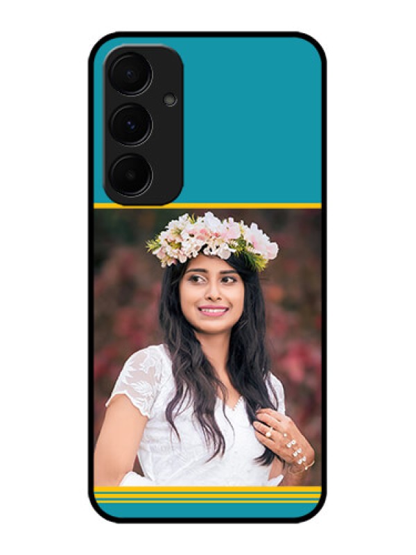 Custom Samsung Galaxy A55 5G Custom Glass Phone Case - Yellow & Blue Design