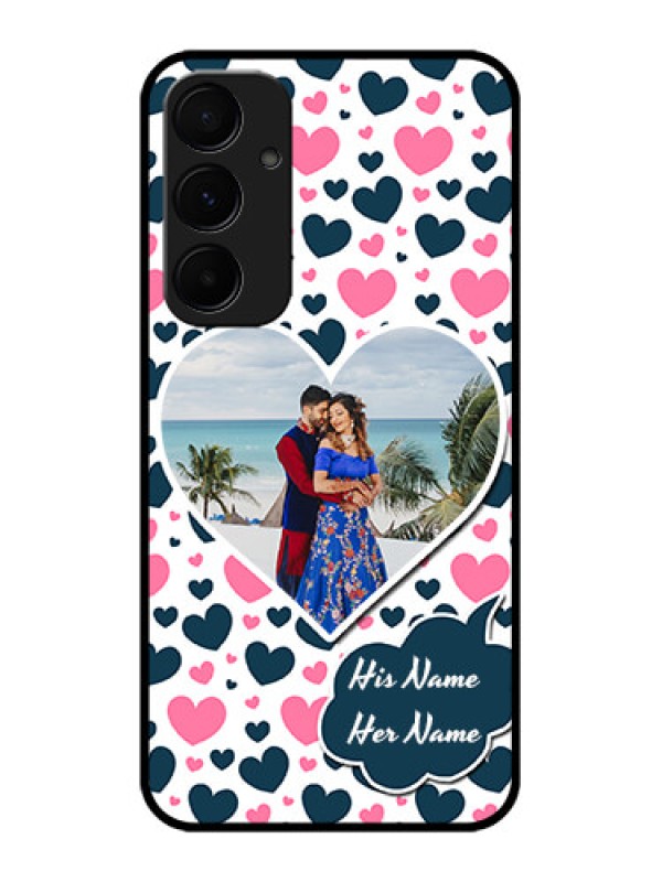 Custom Samsung Galaxy A55 5G Custom Glass Phone Case - Pink & Blue Heart Design