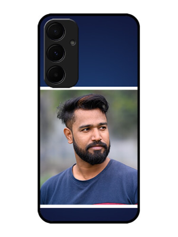 Custom Samsung Galaxy A55 5G Custom Glass Phone Case - Simple Royal Blue Design