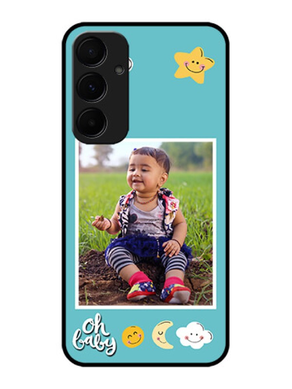 Custom Samsung Galaxy A55 5G Custom Glass Phone Case - Smiley Kids Stars Design