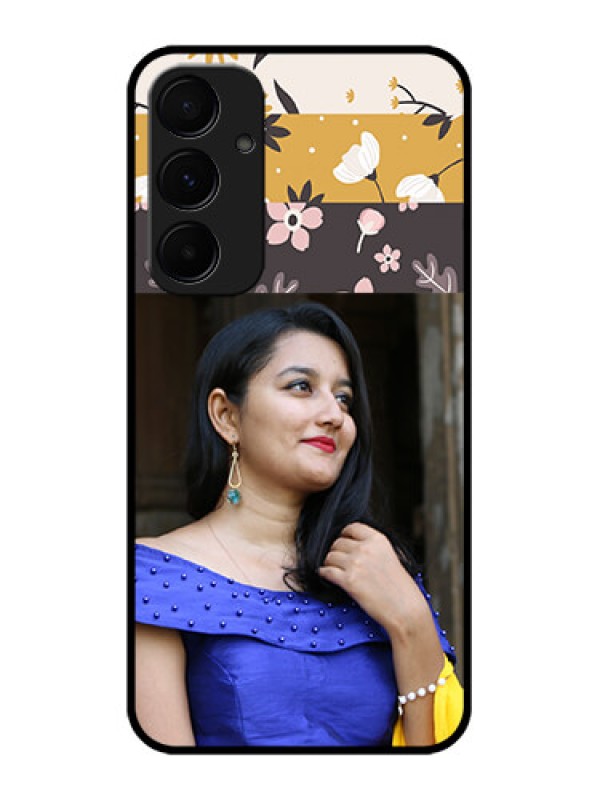 Custom Samsung Galaxy A55 5G Custom Glass Phone Case - Stylish Floral Design