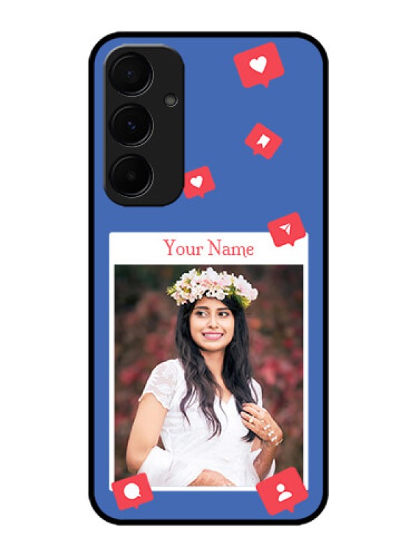 Custom Samsung Galaxy A55 5G Custom Glass Phone Case - Like Share And Comment Design