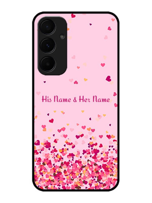 Custom Samsung Galaxy A55 5G Custom Glass Phone Case - Floating Hearts Design