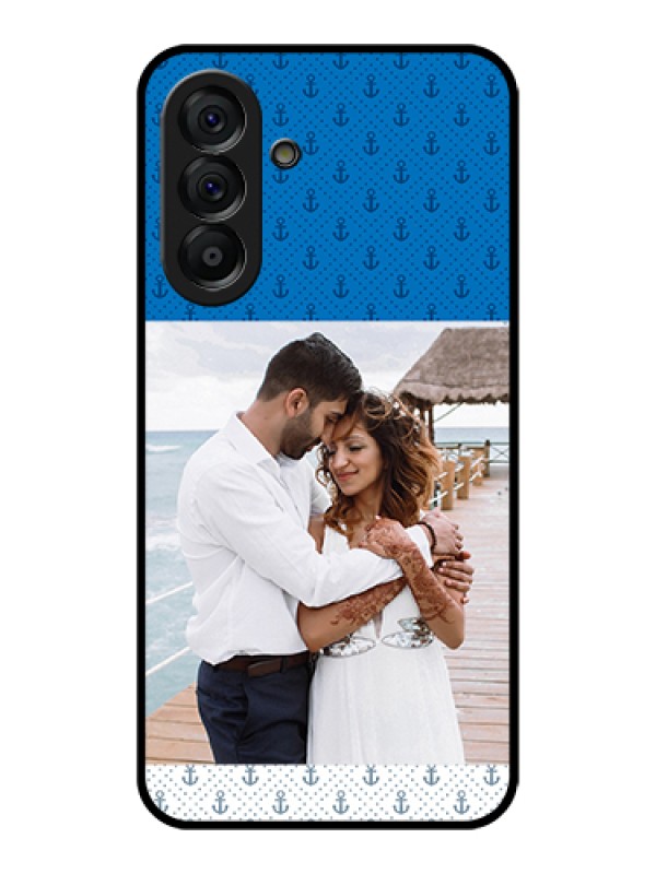Custom Galaxy A56 5G Custom Glass Phone Case - Blue Anchors Design