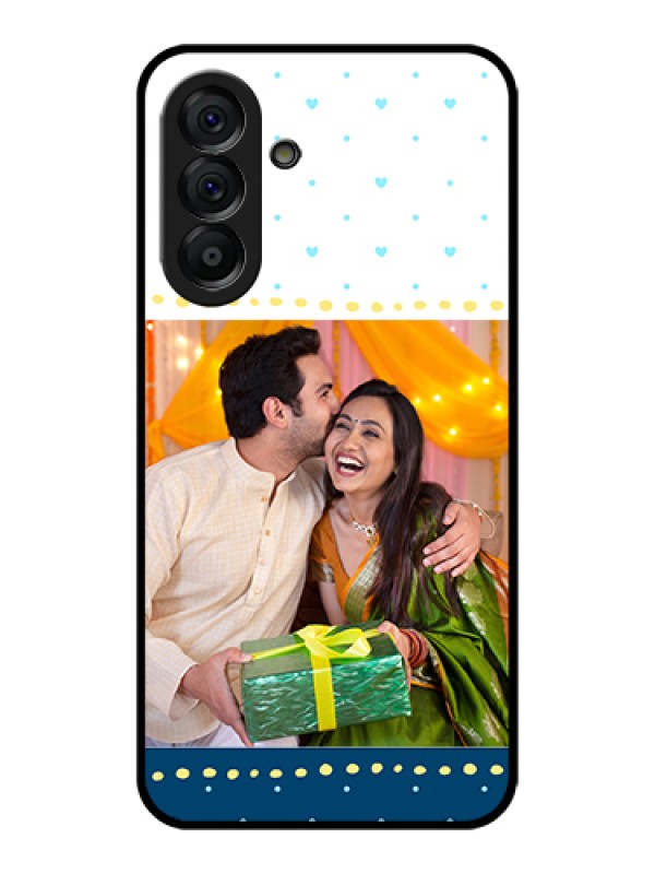 Custom Galaxy A56 5G Custom Glass Phone Case - White And Blue Abstract Design