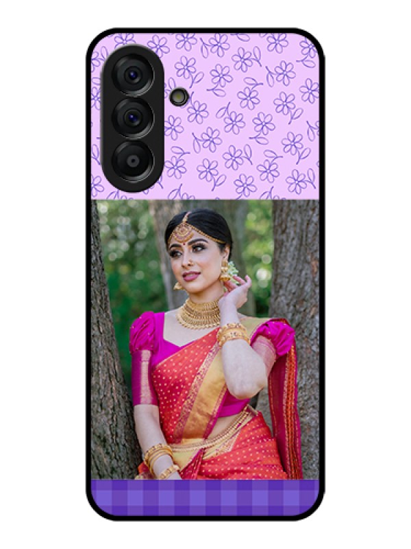 Custom Galaxy A56 5G Custom Glass Phone Case - Purple Floral Design