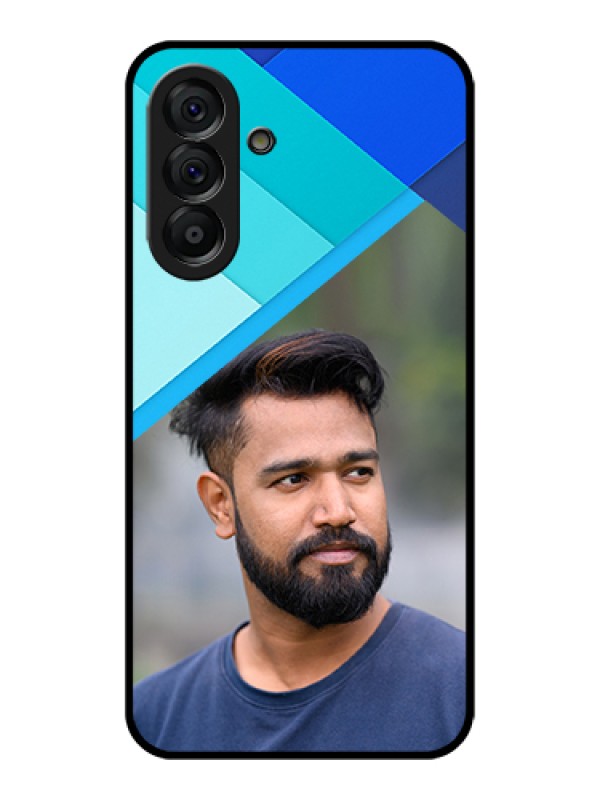Custom Galaxy A56 5G Custom Glass Phone Case - Blue Pattern Design