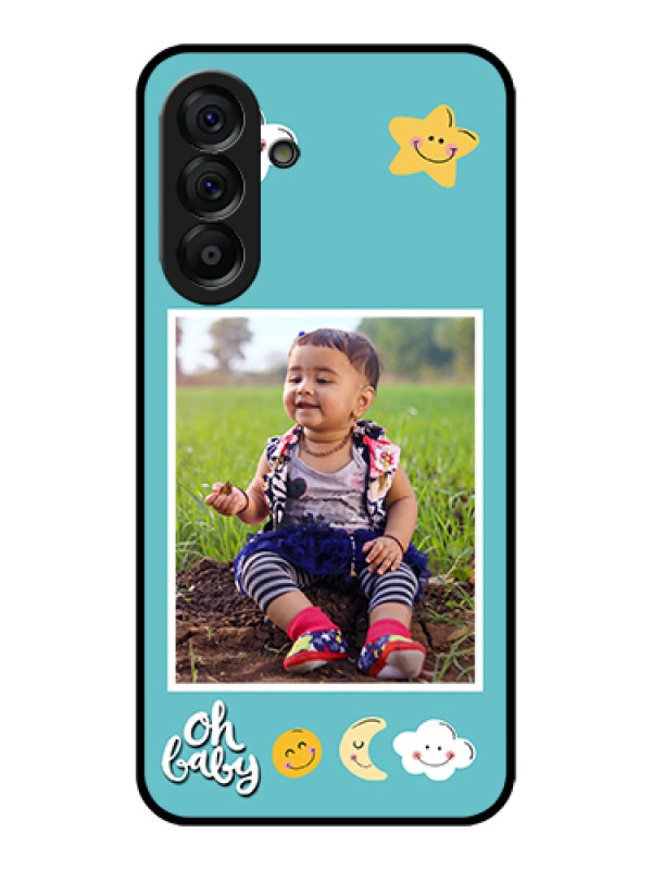 Custom Galaxy A56 5G Custom Glass Phone Case - Smiley Kids Stars Design