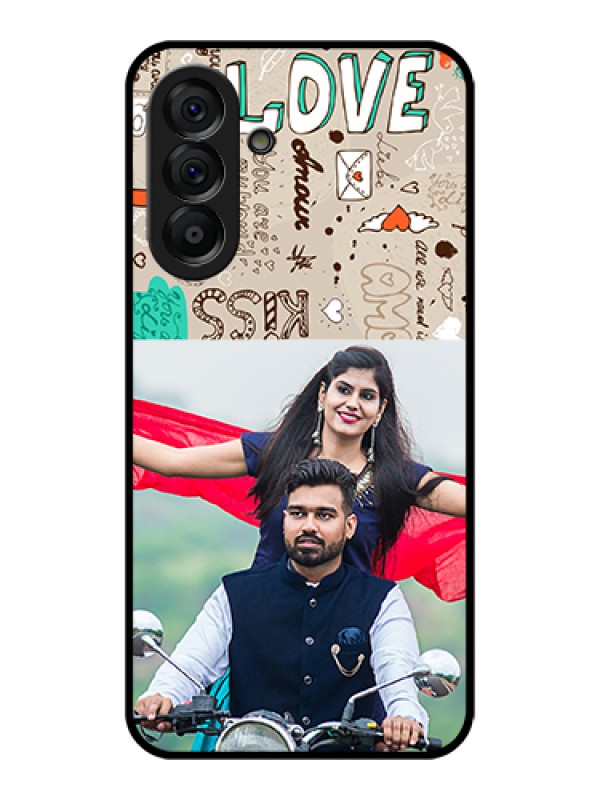 Custom Galaxy A56 5G Custom Glass Phone Case - Love Doodle Pattern