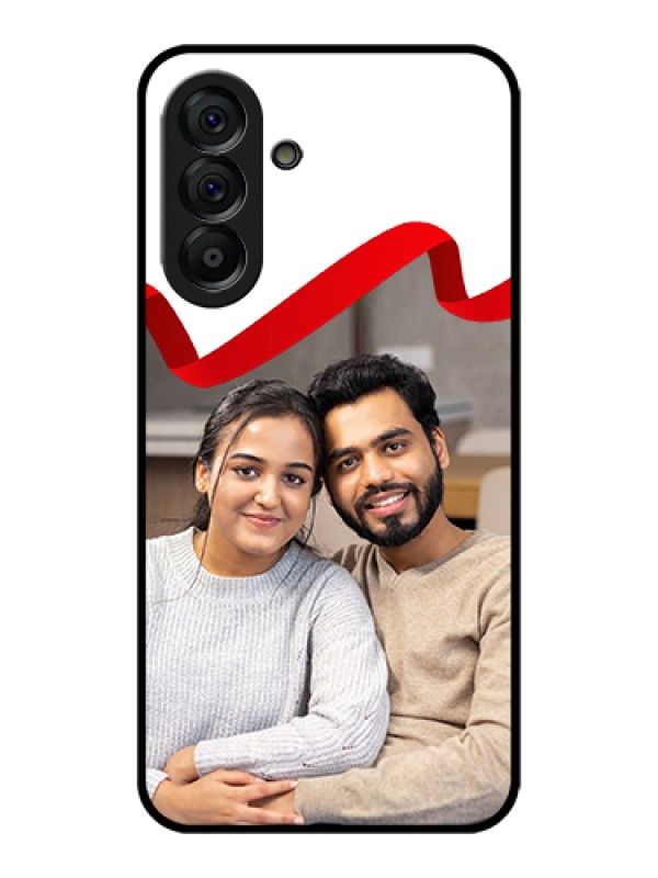 Custom Galaxy A56 5G Custom Glass Phone Case - Red Ribbon Frame Design