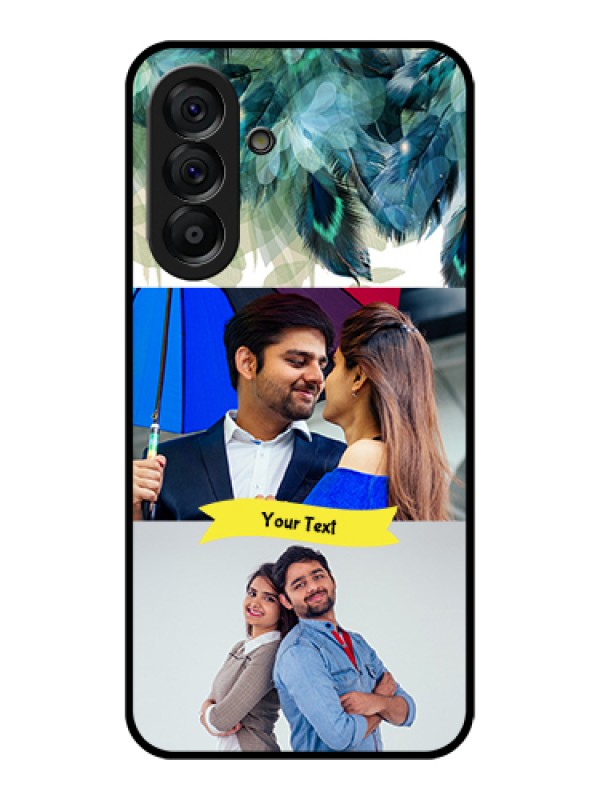 Custom Galaxy A56 5G Custom Glass Phone Case - Image With Boho Peacock Feather Design