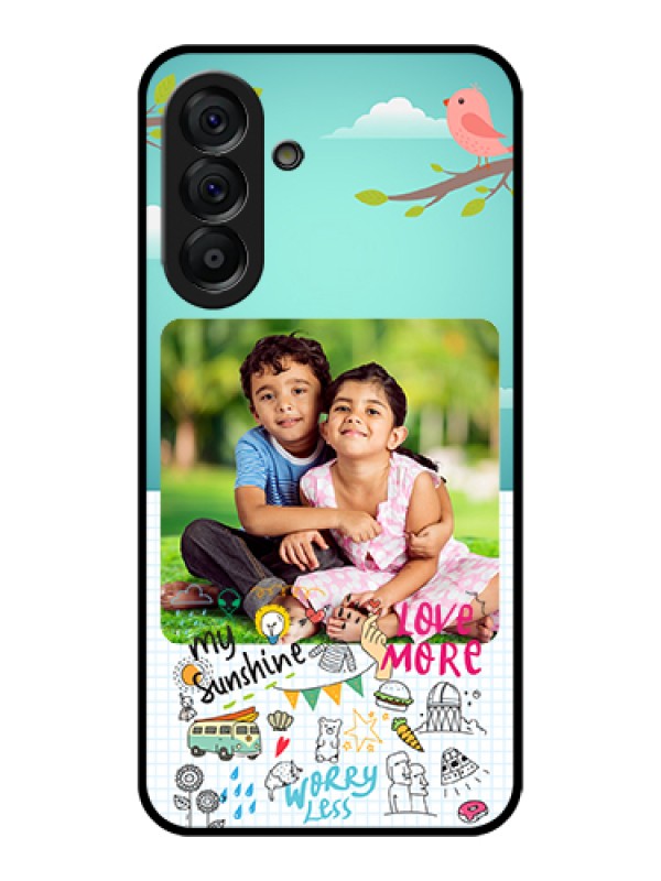 Custom Galaxy A56 5G Custom Glass Phone Case - Doodle Love Design