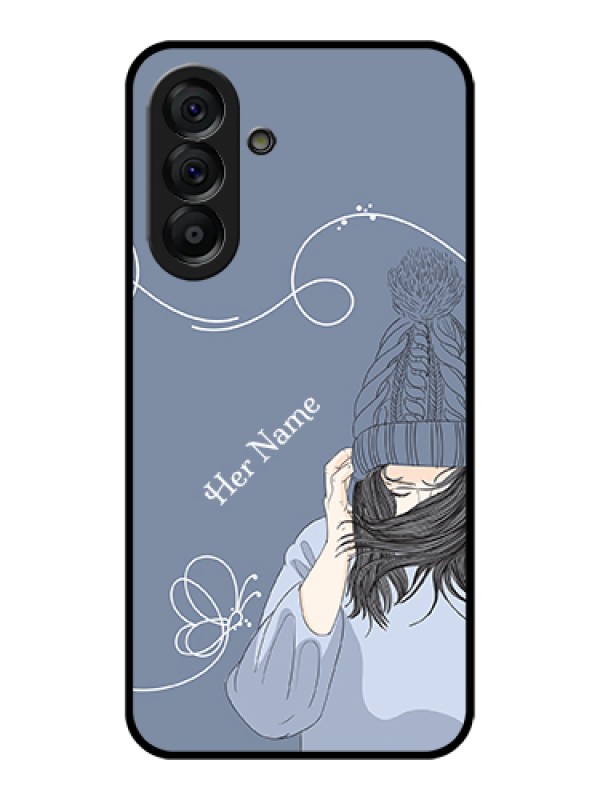 Custom Galaxy A56 5G Custom Glass Phone Case - Girl In Winter Outfit Design