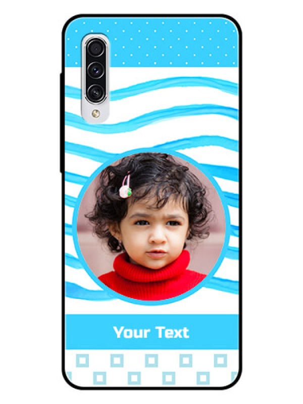Custom Samsung Galaxy A70 Custom Glass Phone Case  - Simple Blue Case Design