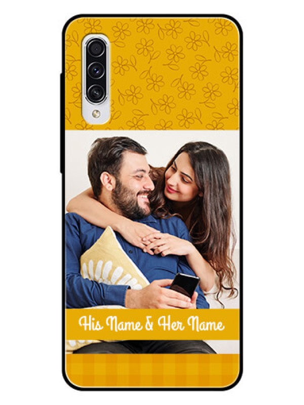 Custom Samsung Galaxy A70 Custom Glass Mobile Case  - Yellow Floral Design