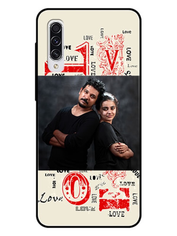 Custom Samsung Galaxy A70 Photo Printing on Glass Case  - Trendy Love Design Case