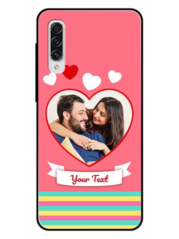 Custom Samsung Galaxy A70 Photo Printing on Glass Case  - Love Doodle Design