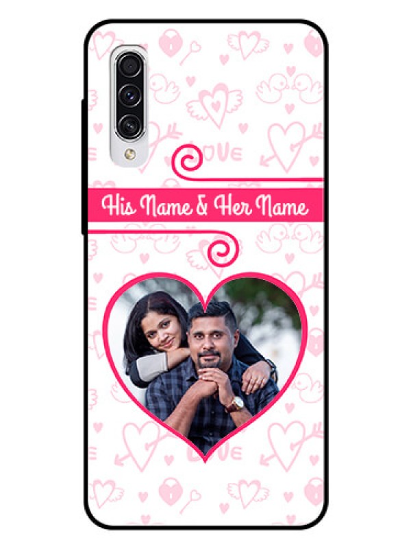 Custom Samsung Galaxy A70 Personalized Glass Phone Case  - Heart Shape Love Design