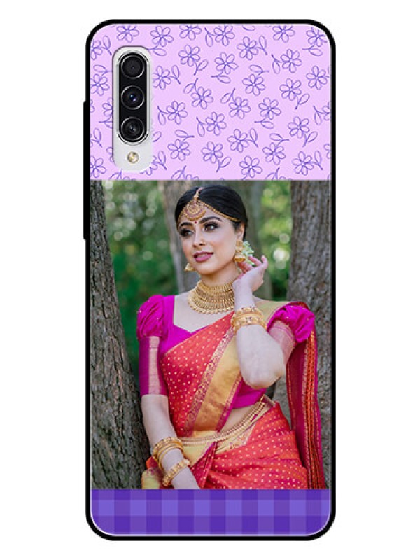 Custom Samsung Galaxy A70 Custom Glass Phone Case  - Purple Floral Design