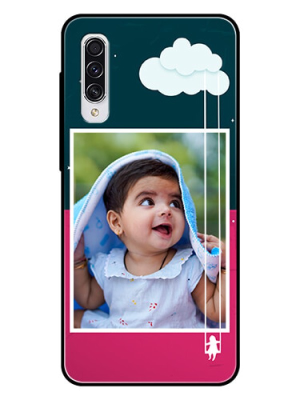 Custom Samsung Galaxy A70 Custom Glass Phone Case  - Cute Girl with Cloud Design