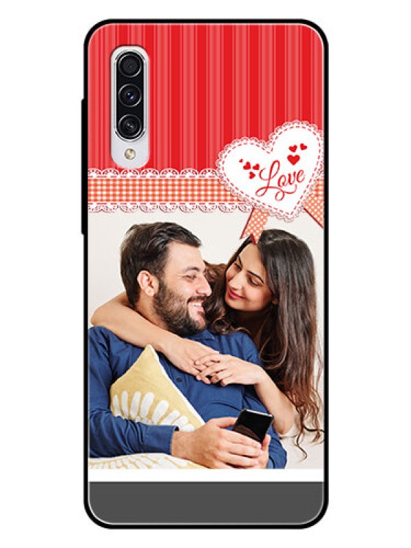 Custom Samsung Galaxy A70 Custom Glass Mobile Case  - Red Love Pattern Design
