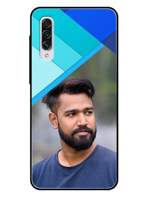Custom Samsung Galaxy A70 Custom Glass Phone Case  - Blue Pattern Design