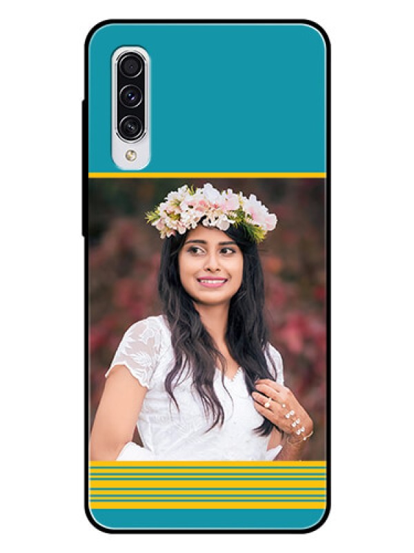 Custom Samsung Galaxy A70 Custom Glass Phone Case  - Yellow & Blue Design 