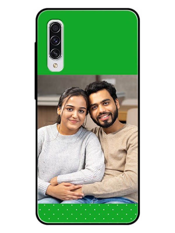 Custom Samsung Galaxy A70 Personalized Glass Phone Case  - Green Pattern Design