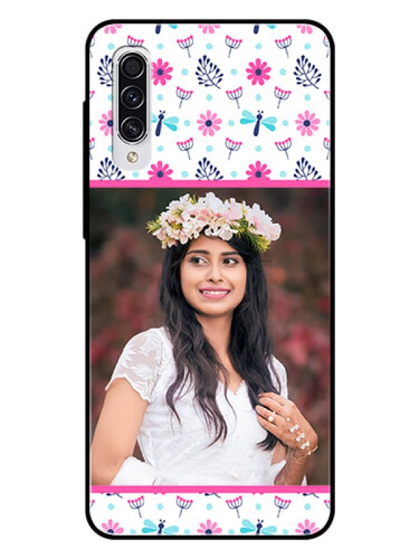 Custom Samsung Galaxy A70 Photo Printing on Glass Case  - Colorful Flower Design