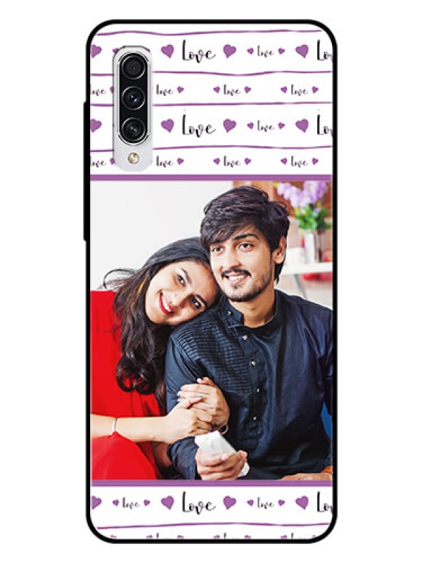 Custom Samsung Galaxy A70 Custom Glass Mobile Case  - Couples Heart Design