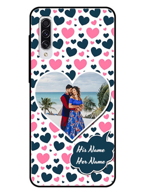 Custom Samsung Galaxy A70 Custom Glass Phone Case  - Pink & Blue Heart Design