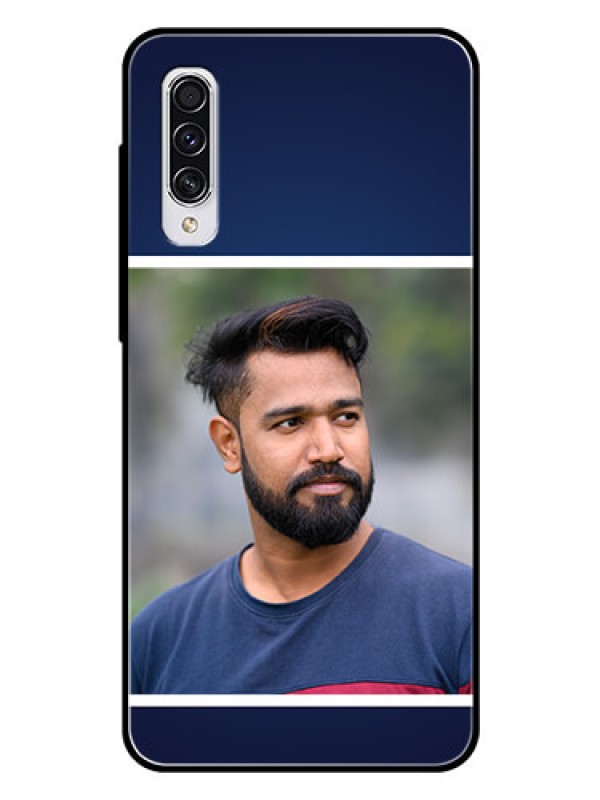 Custom Samsung Galaxy A70 Personalized Glass Phone Case  - Simple Royal Blue Design