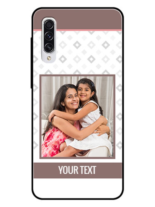 Custom Samsung Galaxy A70 Photo Printing on Glass Case  - Simple Diamond Design