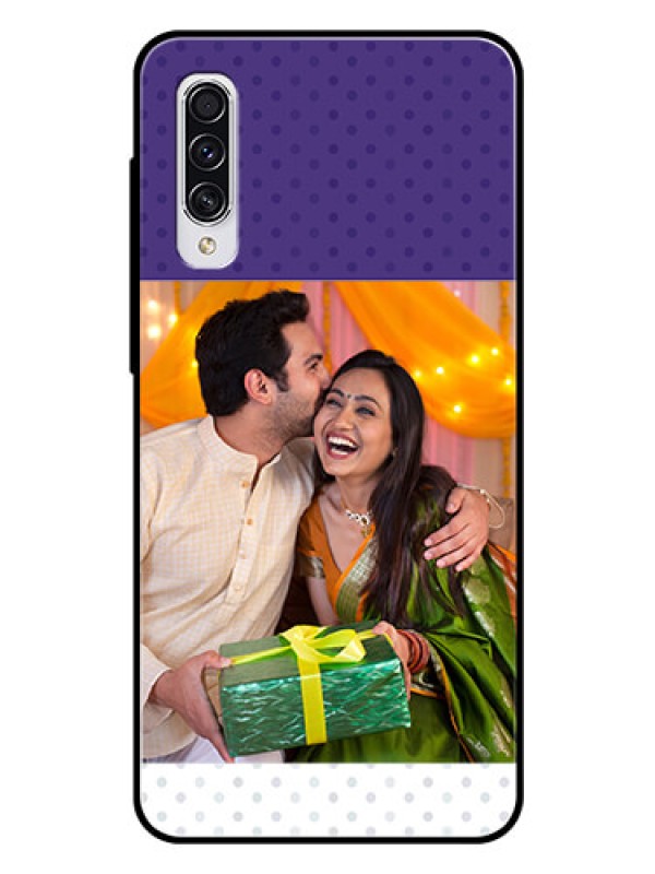 Custom Samsung Galaxy A70 Personalized Glass Phone Case  - Violet Pattern Design