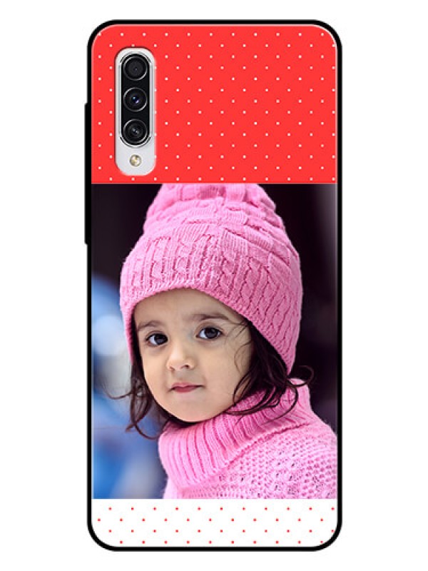 Custom Samsung Galaxy A70 Photo Printing on Glass Case  - Red Pattern Design