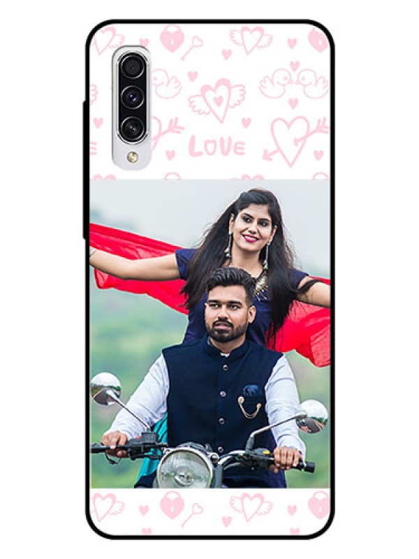 Custom Samsung Galaxy A70 Custom Glass Mobile Case  - Pink Flying Heart Design