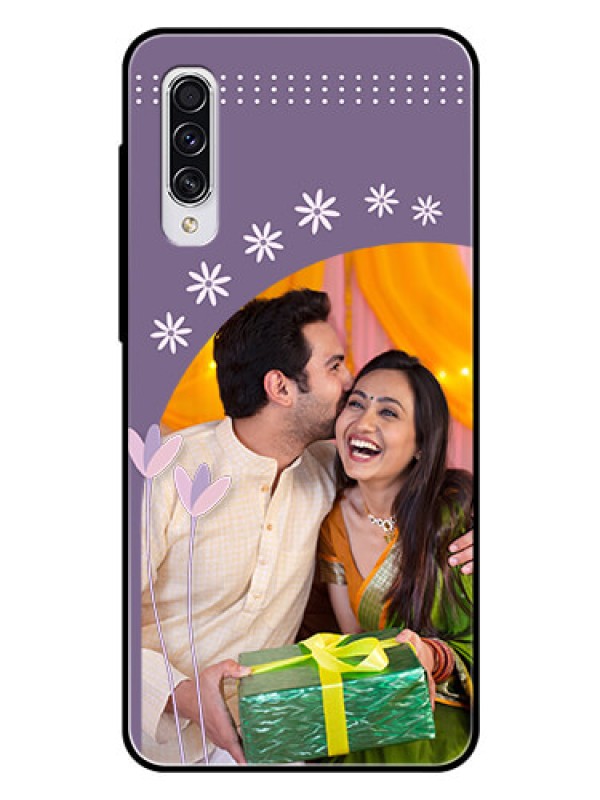 Custom Samsung Galaxy A70 Custom Glass Mobile Case  - Lavender flowers design 
