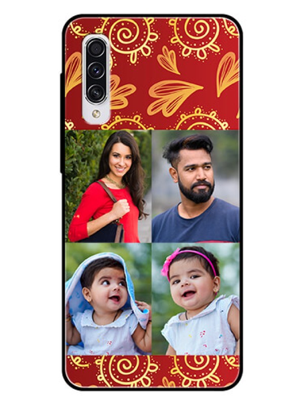 Custom Samsung Galaxy A70 Photo Printing on Glass Case  - 4 Image Traditional Design