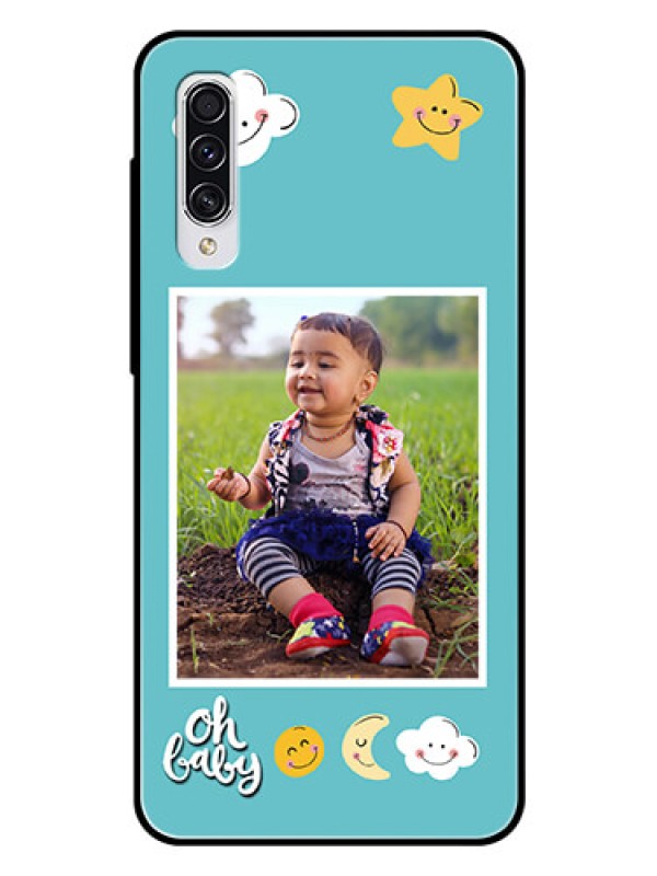 Custom Samsung Galaxy A70 Personalized Glass Phone Case  - Smiley Kids Stars Design