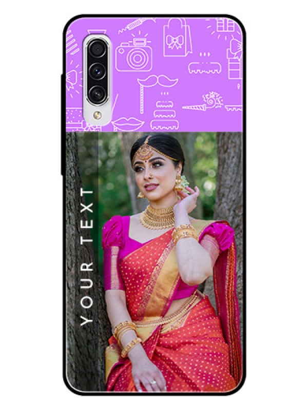 Custom Samsung Galaxy A70 Custom Glass Mobile Case  - Birthday Icons Design
