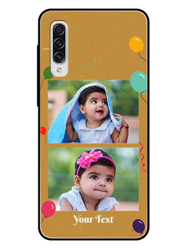 Custom Samsung Galaxy A70 Personalized Glass Phone Case  - Image Holder with Birthday Celebrations Design