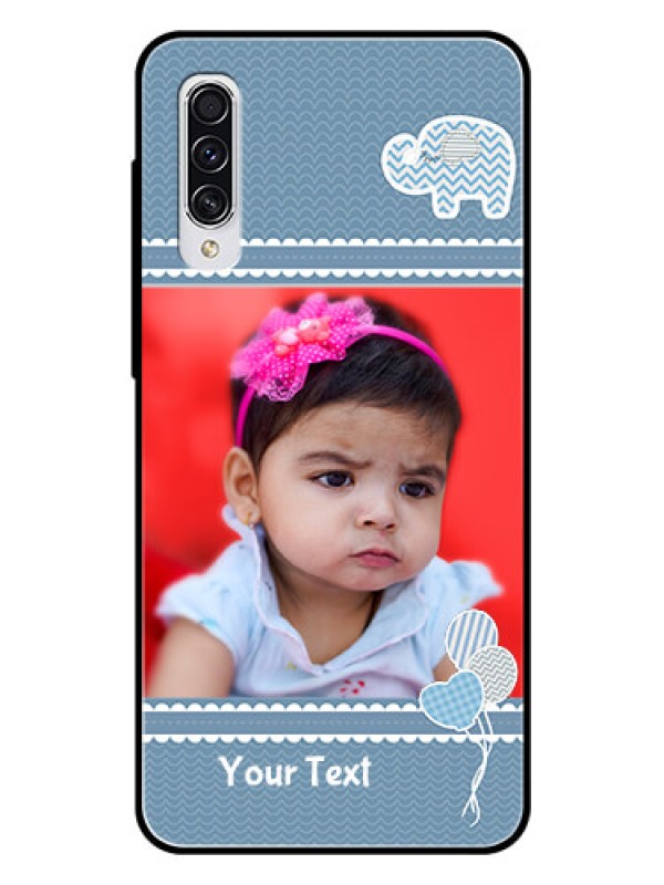 Custom Samsung Galaxy A70 Photo Printing on Glass Case  - with Kids Pattern Design