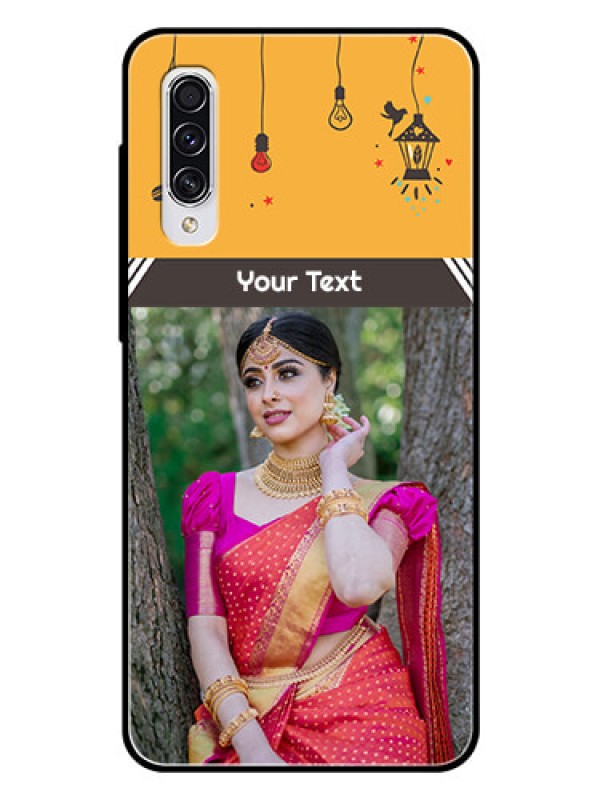 Custom Samsung Galaxy A70 Custom Glass Mobile Case  - with Family Picture and Icons 
