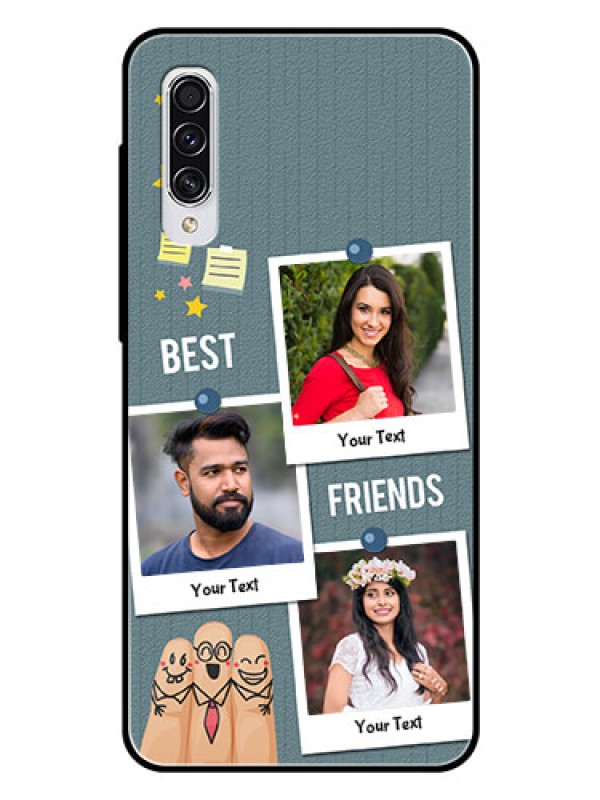 Custom Samsung Galaxy A70 Personalized Glass Phone Case  - Sticky Frames and Friendship Design