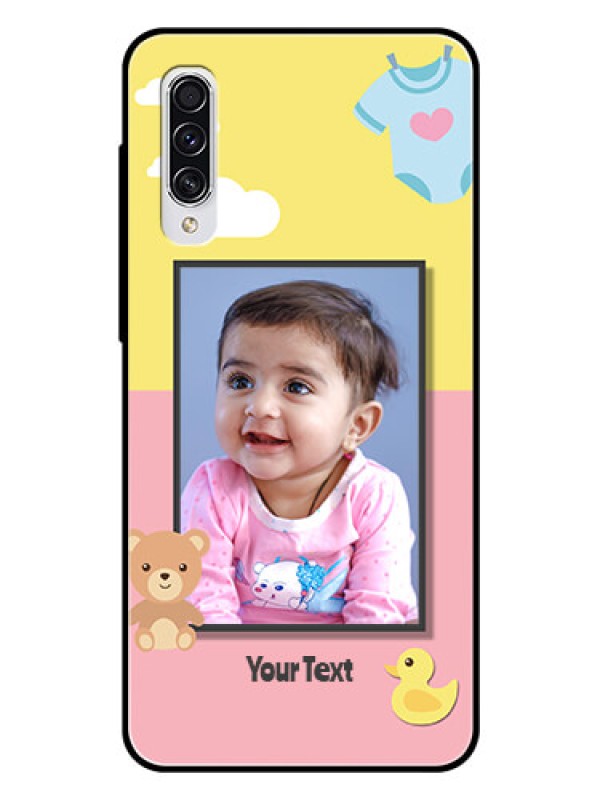 Custom Samsung Galaxy A70 Photo Printing on Glass Case  - Kids 2 Color Design