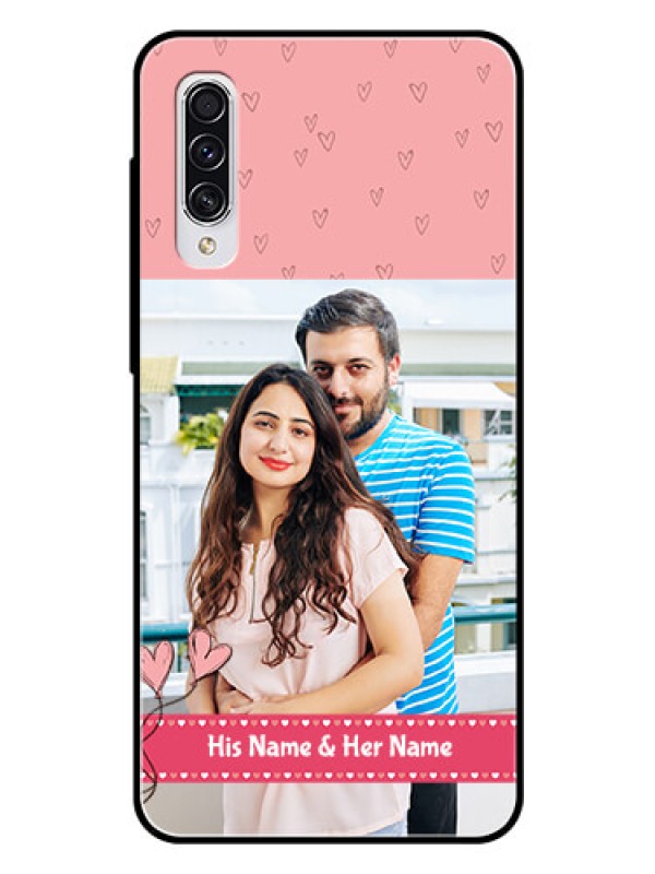 Custom Samsung Galaxy A70 Personalized Glass Phone Case  - Love Design Peach Color