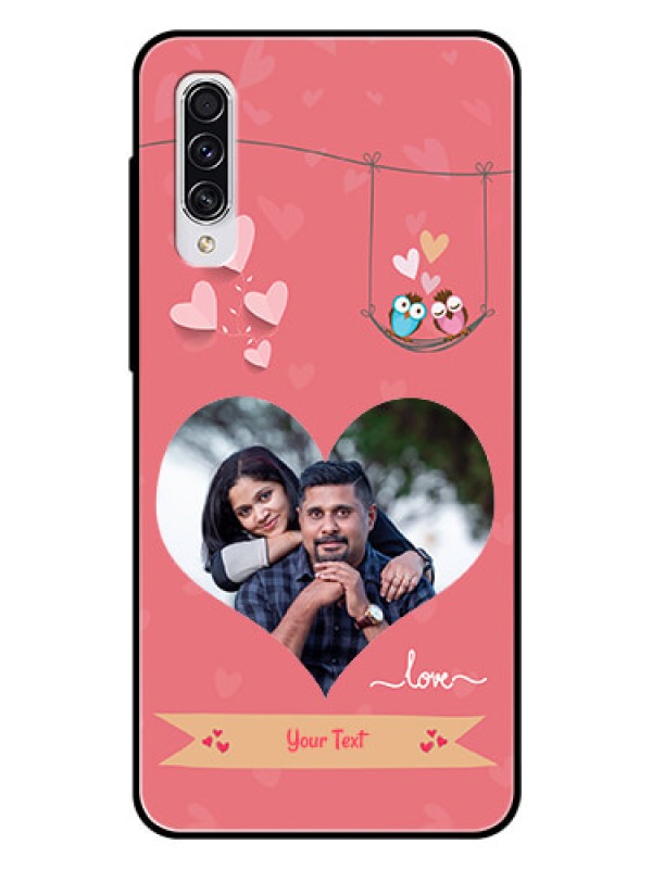Custom Samsung Galaxy A70 Personalized Glass Phone Case  - Peach Color Love Design 