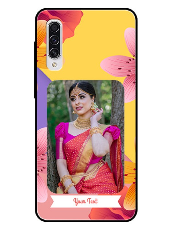 Custom Samsung Galaxy A70 Custom Glass Mobile Case  - 3 Image With Vintage Floral Design