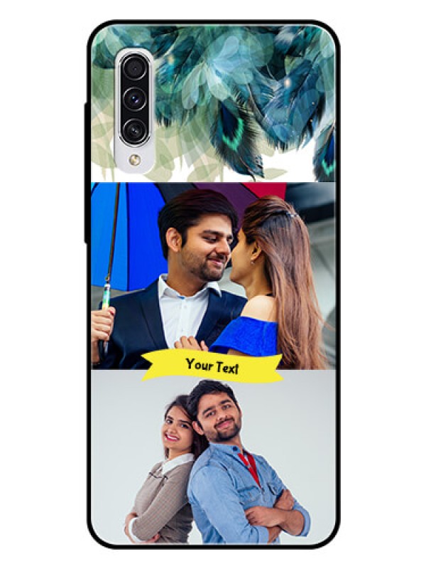 Custom Samsung Galaxy A70 Personalized Glass Phone Case  - Image with Boho Peacock Feather Design