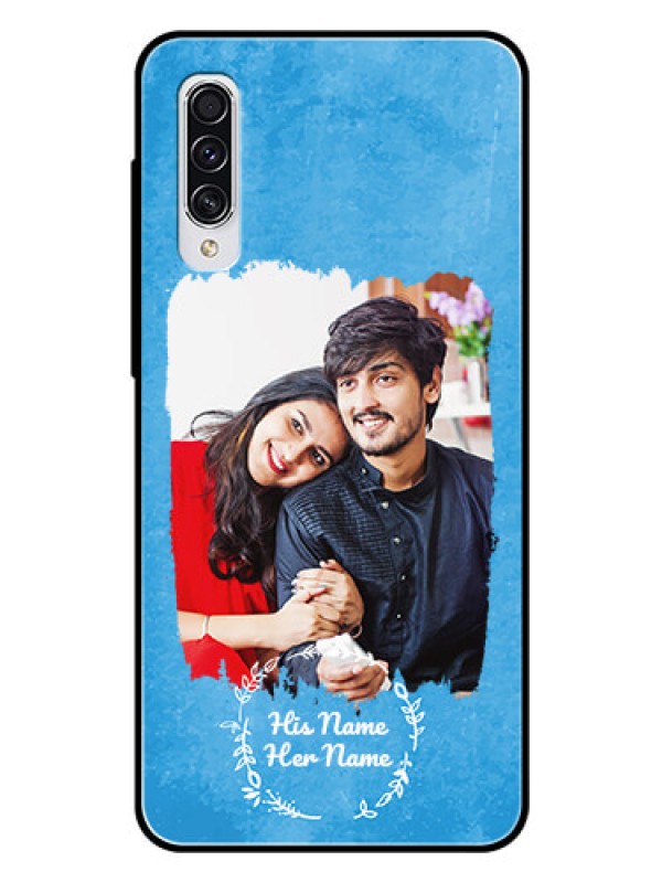 Custom Galaxy A70 Custom Glass Phone Case - Blue Color Vintage Design